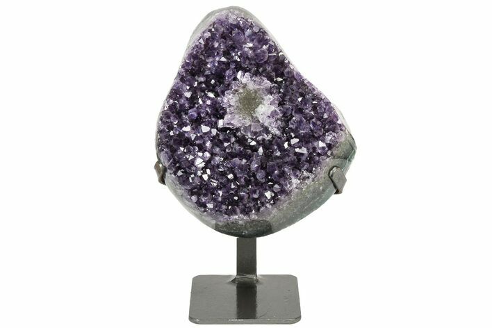 Sparkly Amethyst Geode Section With Metal Stand #233920